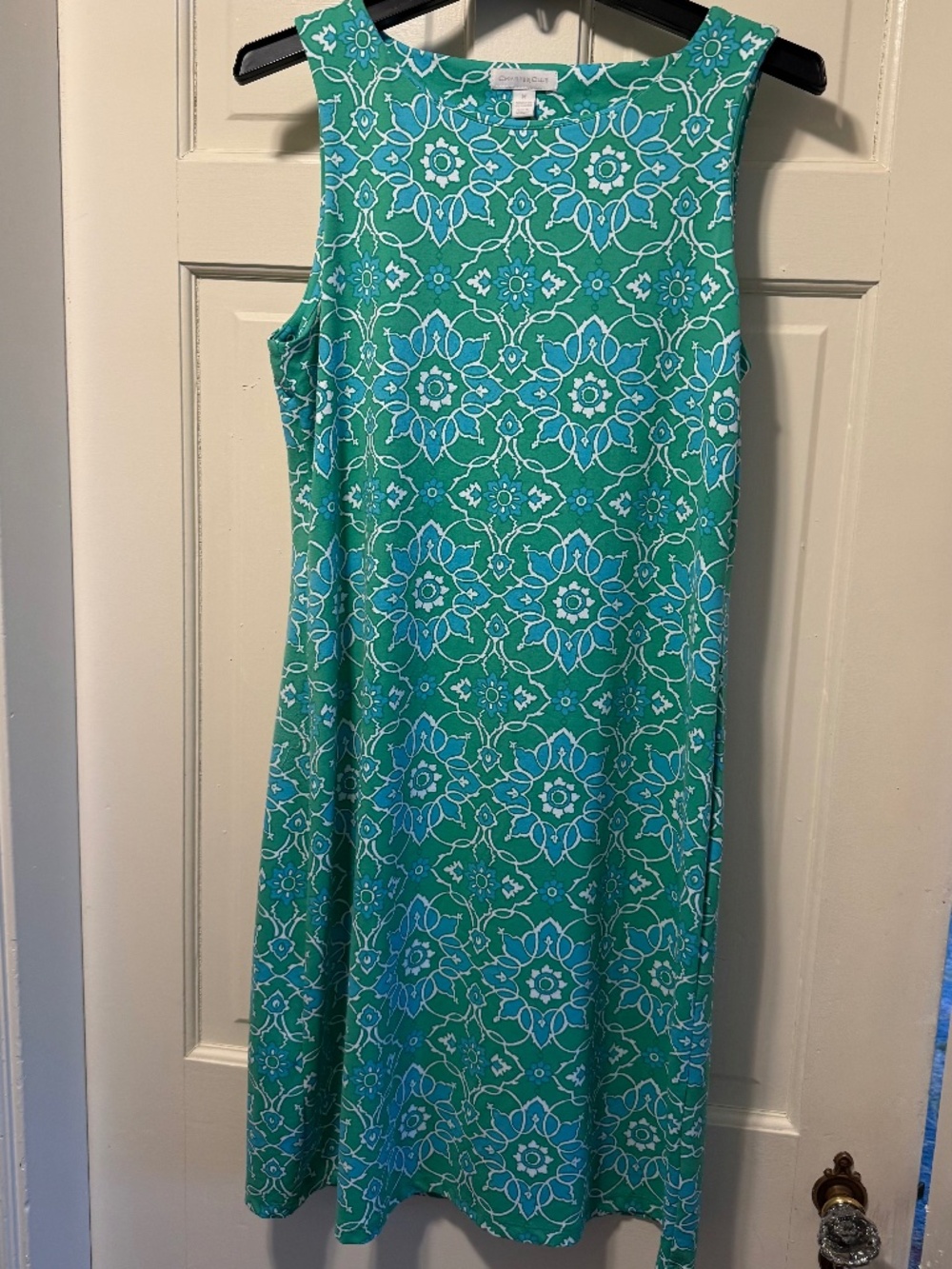 Charter Club Wms Sleeveless Green White Dress size Med